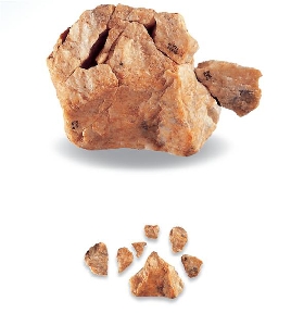 뽀족끝찍개와 붙는 격지들 : 석영맥암 대표이미지